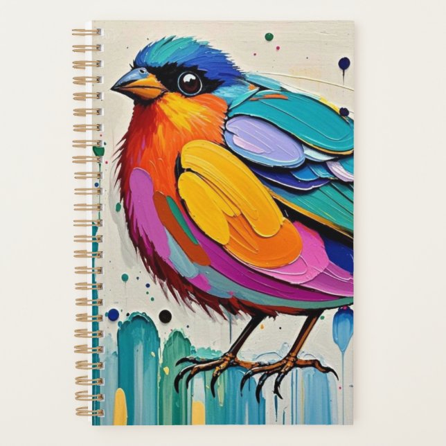 Birds colourful art abstract fat giant cute funny  planner (Front)