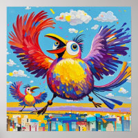 Birds colourful art abstract fat giant cute funny