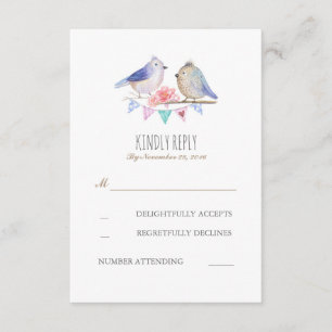 birds couple rustic woodland wedding rsvp