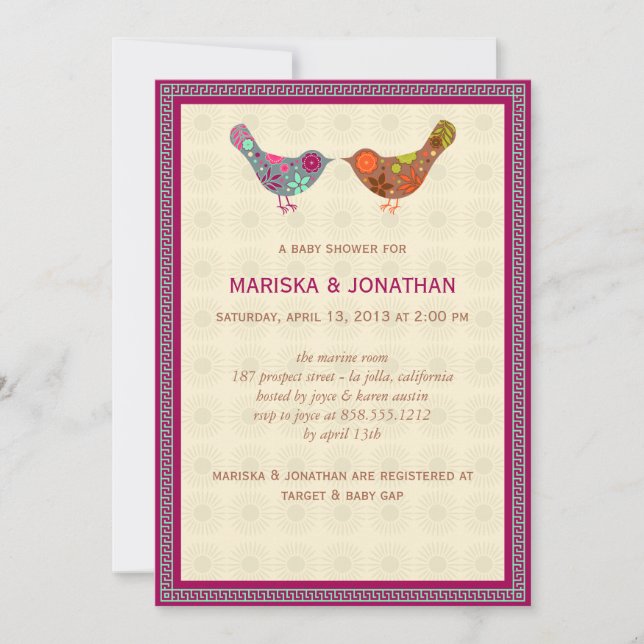 Birds Couples Baby Shower Invitation (Front)