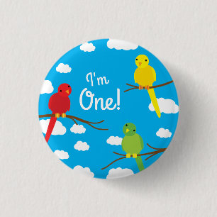Birds Cute Colourful Spring 1st Birthday 3 Cm Round Badge
