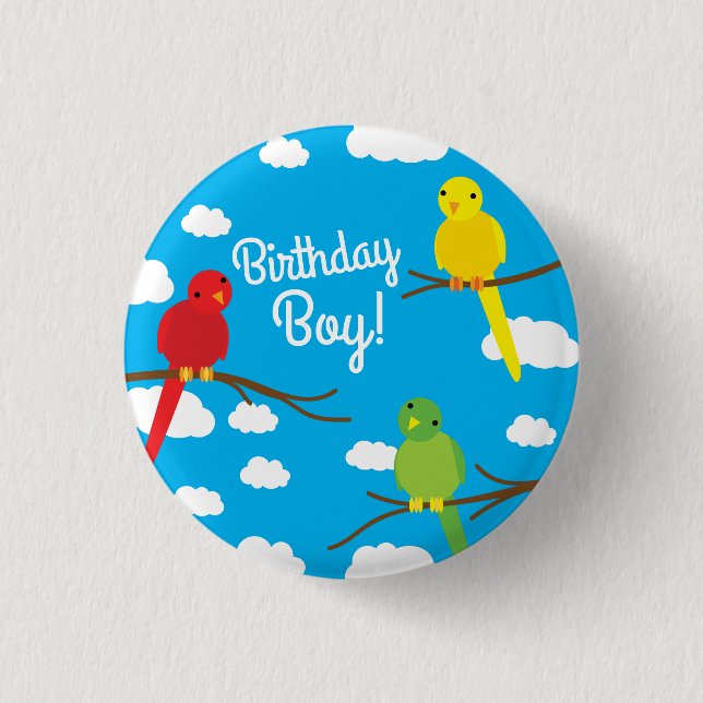Birds Cute Colourful Spring 1st Birthday 3 Cm Round Badge (Front)