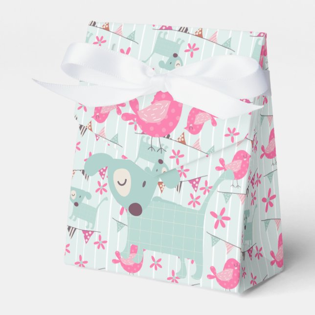 Birds, Dogs, Banners, Flowers Favour Box (Front Side)