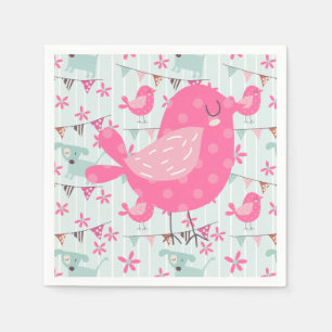 Birds, Dogs, Banners, Flowers Napkin