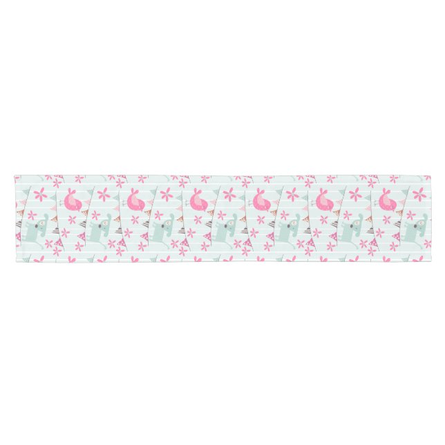Birds, Dogs, Banners, Flowers Short Table Runner (Horizontal)