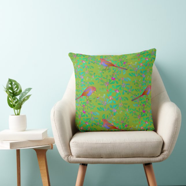 Birds Doing Brunch in Spring Cushion (Chair)