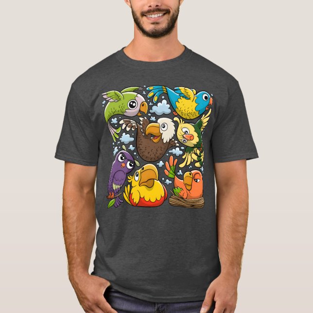 Birds Doodles Hand Drawn boy T-Shirt (Front)