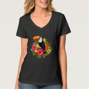 Birds Exotic Tropical Flowers Summer Animal Toucan T-Shirt
