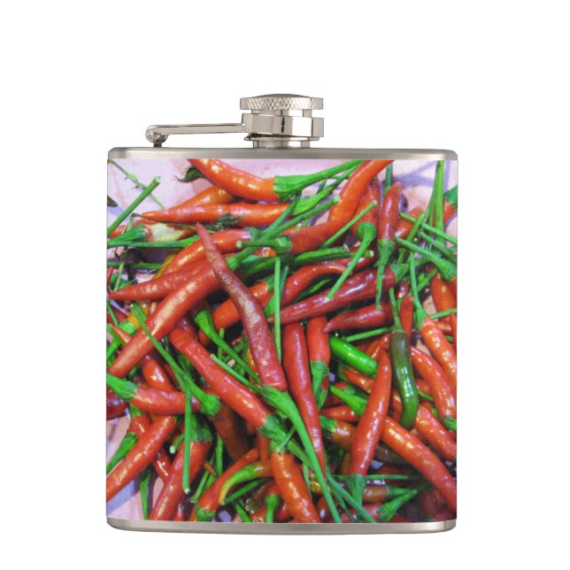 Bird's Eye Chilli Peppers Hip Flask (Front)