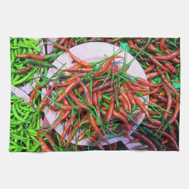Bird's Eye Chilli Peppers Tea Towel (Horizontal)
