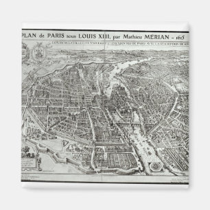 Bird's Eye Plan of Paris, 1615 Magnet