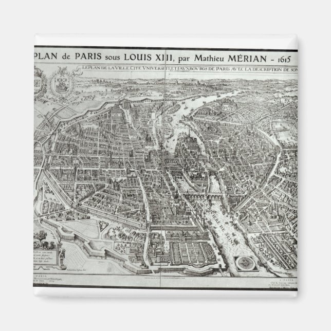 Bird's Eye Plan of Paris, 1615 Magnet (Front)