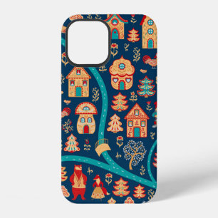 Bird's eye view. Houses,forest,dwarves,bears,foxes iPhone 12 Case