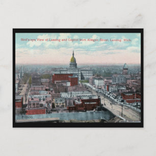 Bird's Eye View, Lansing, MI c1915 Vintage Postcard
