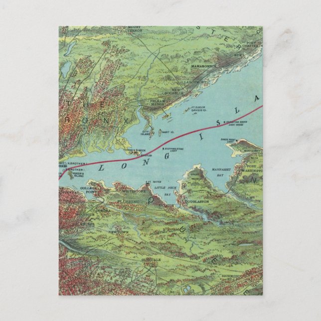 Birds Eye View Map Of New York And Vicinity Postcard (Front)