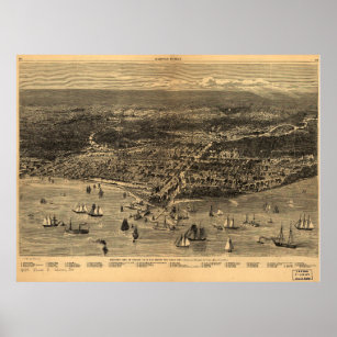 Bird's-Eye-View Of Chicago Before The Great Fire Poster