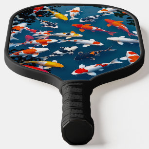 Bird's Eye View of Colorful Koi Fish Pond Pickleball Paddle