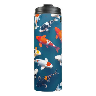 Bird's Eye View of Colorful Koi Fish Pond Thermal Tumbler