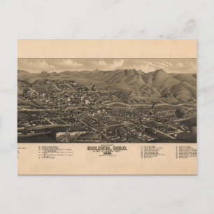Bird's Eye View of Golden, Colorado (1882) Postcard
