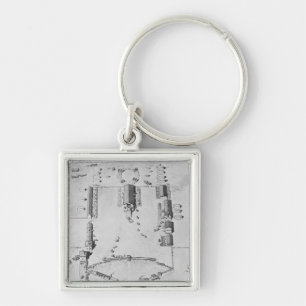 Bird's-eye view of ideal plantation buildings key ring