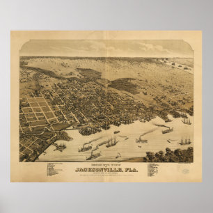 Birds eye view of Jacksonville Florida (1876) Poster