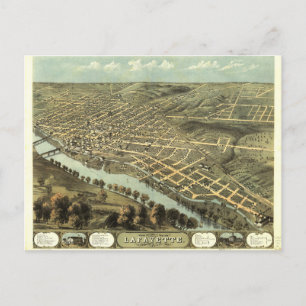 Bird's Eye View of Lafayette, Indiana (1868) Postcard