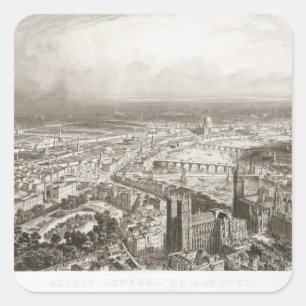 Bird's Eye View of London from Westminster Abbey, Square Sticker