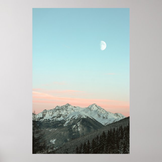 BIRD'S EYE VIEW OF MOUNTAIN PEAKS UNDER BLUE SKY POSTER (Front)