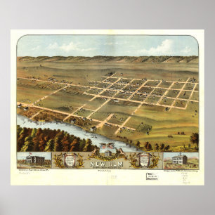Bird's eye view of New Ulm, Minnesota (1870) Poster