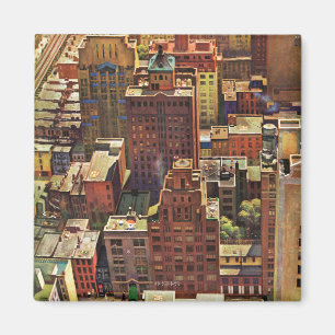 Bird's-Eye View of New York City by John Falter Magnet