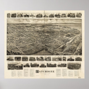 Bird's Eye View of Patchogue, New York (c1905) Poster