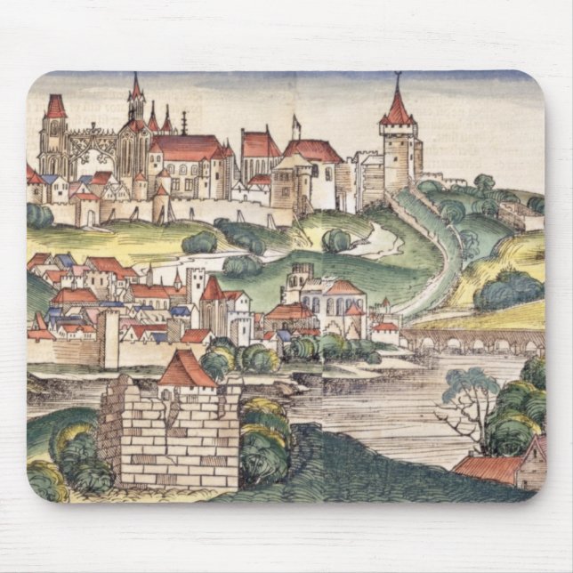 Bird's Eye View of Prague from the Nuremberg Chron Mouse Pad (Front)