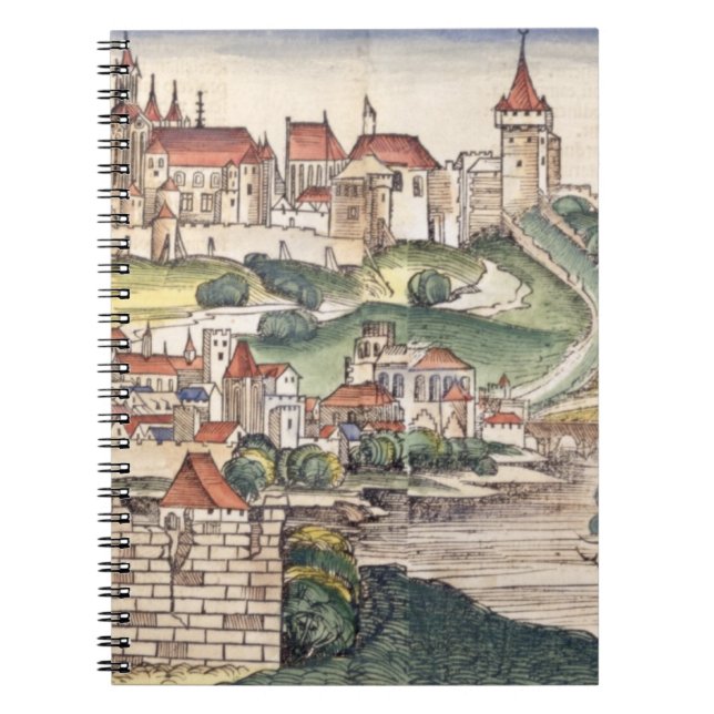 Bird's Eye View of Prague from the Nuremberg Chron Spiral Notebook (Front)