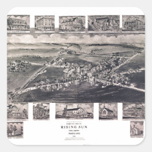 Bird's Eye View of Rising Sun, Maryland (1907) Square Sticker