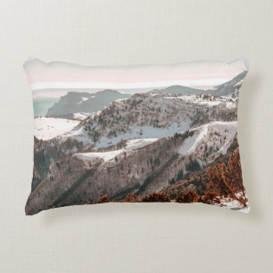 BIRD'S-EYE VIEW OF SNOW COVERED MOUNTAIN UNDER CLE DECORATIVE CUSHION