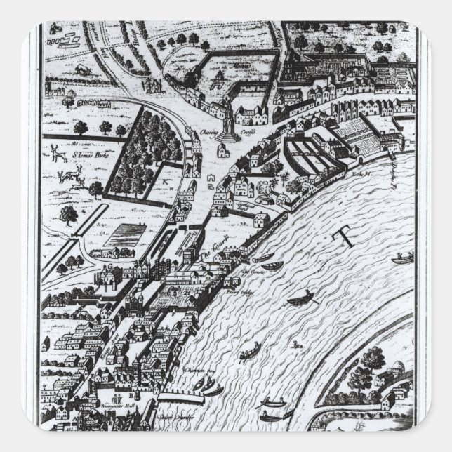 Bird's eye view of the River Thames Square Sticker (Front)