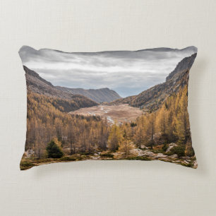 BIRD'S EYE VIEW PHOTOGRAPHY OF TREES NEAR MOUNTAIN DECORATIVE CUSHION