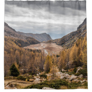 BIRD'S EYE VIEW PHOTOGRAPHY OF TREES NEAR MOUNTAIN SHOWER CURTAIN
