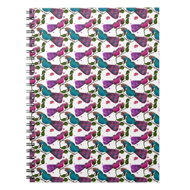 Birds floral seamless pattern Curtain Notebook (Front)