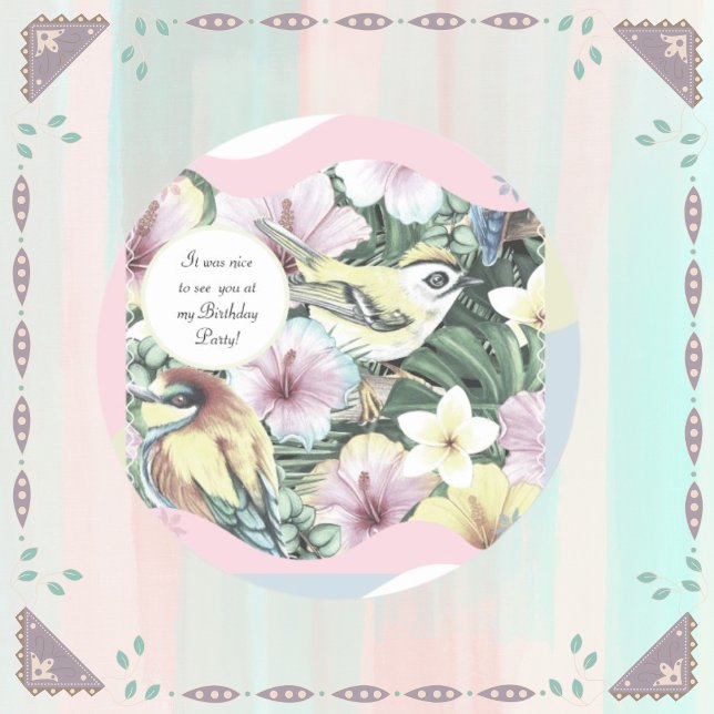 Birds Florals Brocade Fancy  Classic Round Sticker (Creator Uploaded)