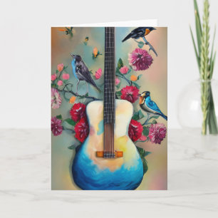 Birds, Flowers, and Guitar Card