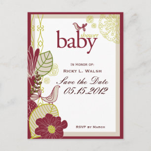 Birds & Flowers Announcement Postcard