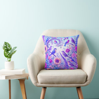 birds flowers cushion