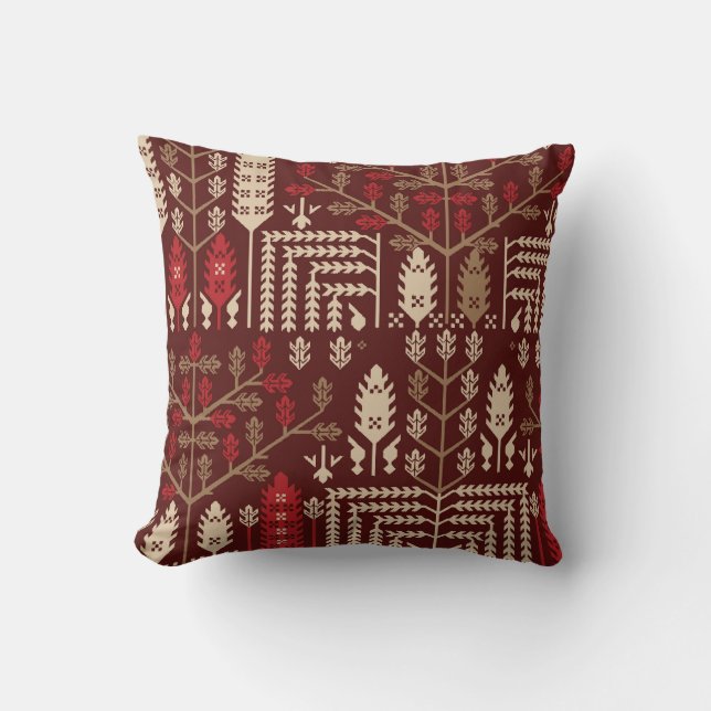 Birds Flowers Dark Blue Pattern Cushion (Front)