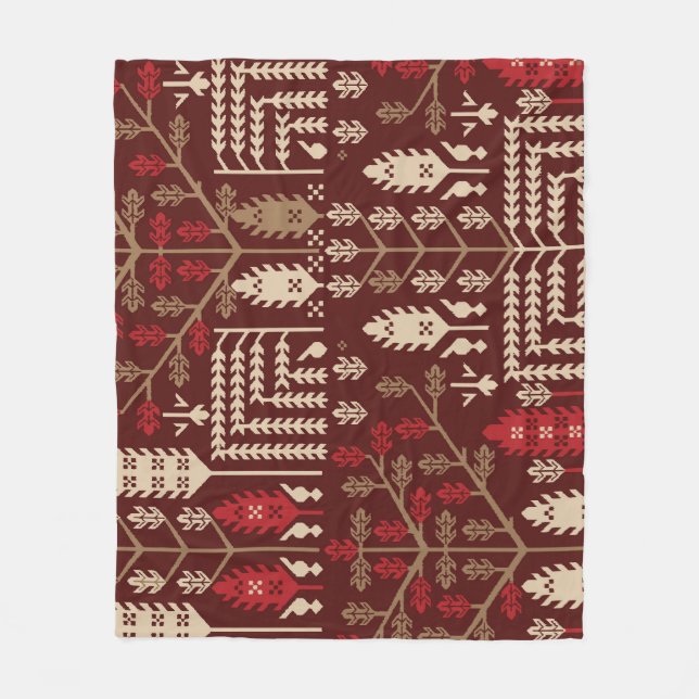 Birds Flowers Dark Blue Pattern Fleece Blanket (Front)