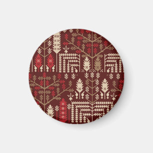 Birds Flowers Dark Blue Pattern Magnet