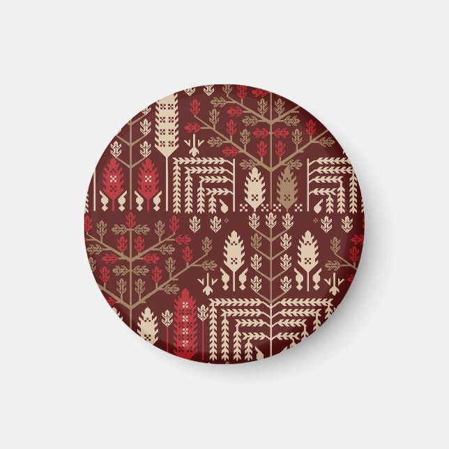 Birds Flowers Dark Blue Pattern Magnet (Front)