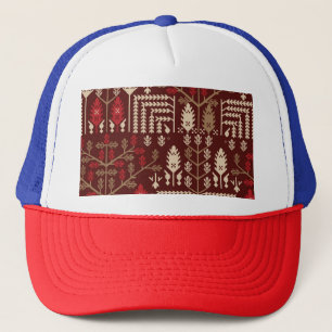 Birds Flowers Dark Blue Pattern Trucker Hat