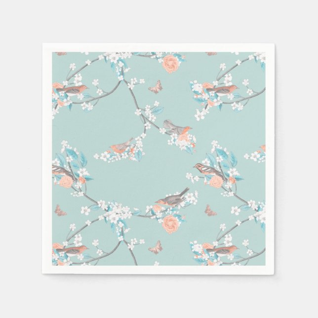 Birds & Flowers Napkin (Front)