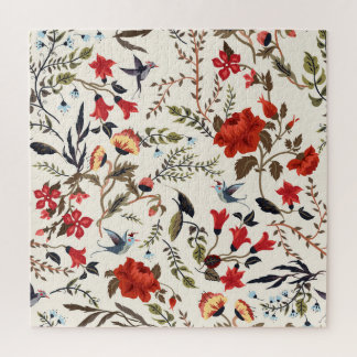 Birds & Flowers: Seamless Floral Design Jigsaw Puzzle